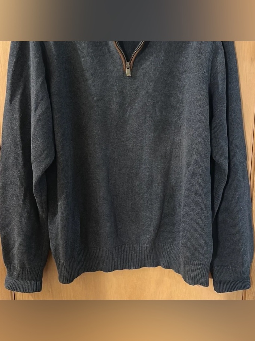 Men's Zip-Neck Sweater - Charcoal Gray